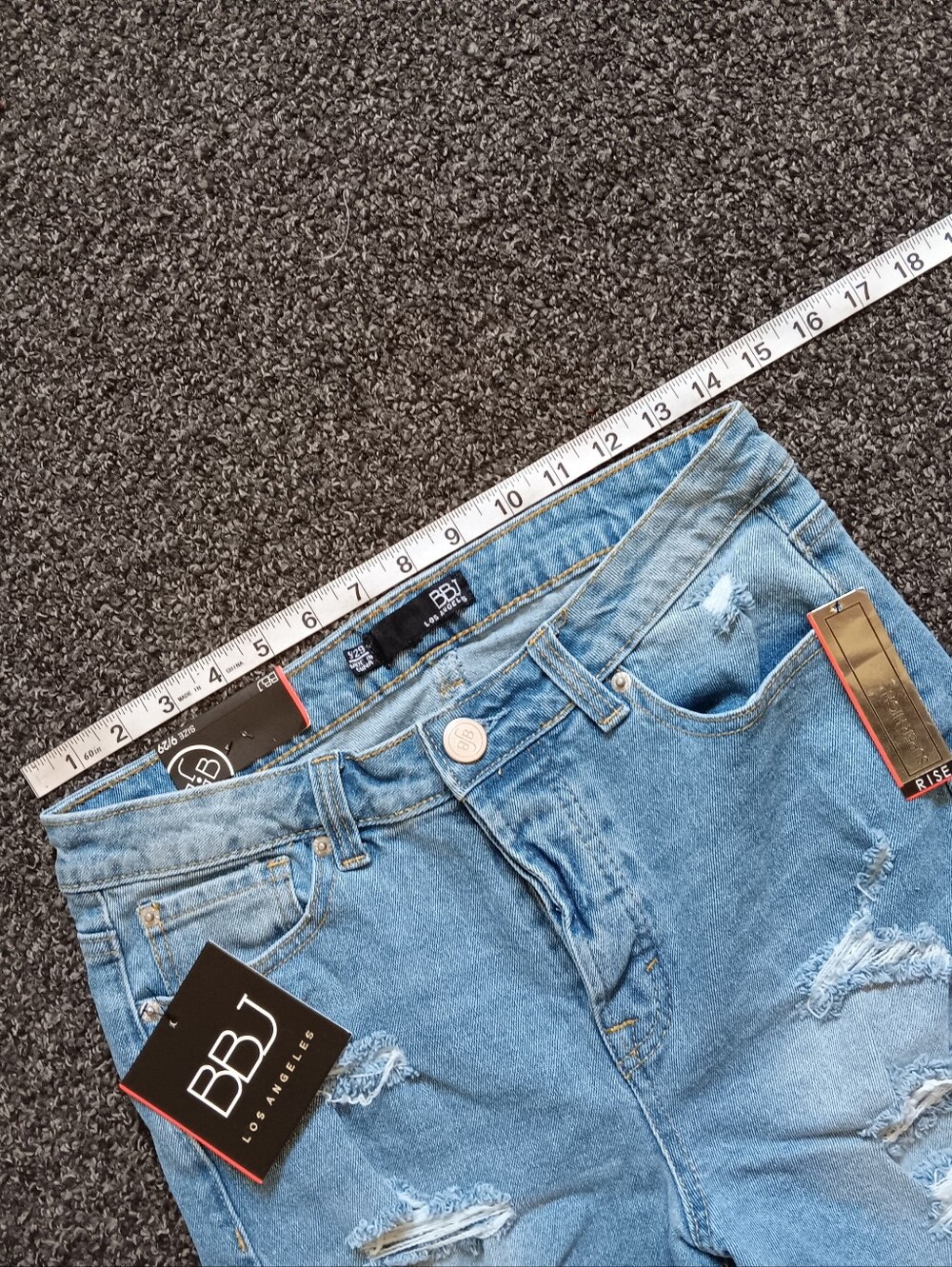 New BBJ Super High Rise Button Fly Distressed Denim Jean Shorts 9/29 Womens - Picture 10 of 10